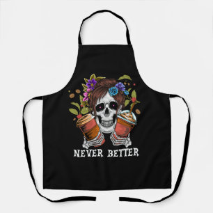 Delantal Halloween Skeleton Skull Mujeres tomando café Nev
