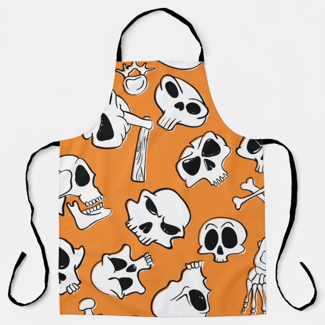 Delantal Halloween Skulls Bones Doodle Pattern (Anverso)