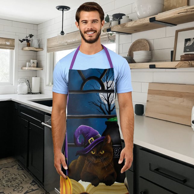 Delantal Halloween Witch Cat Purple Magic (Subido por el creador)