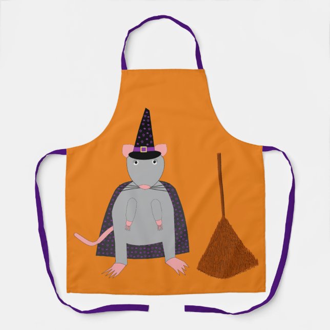 Delantal =Halloween Witch Rat and Broom (Anverso)
