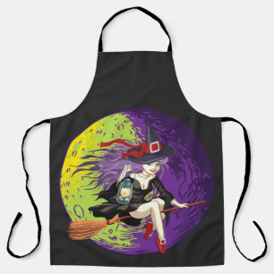 Delantal Halloween Witch Riding Broom