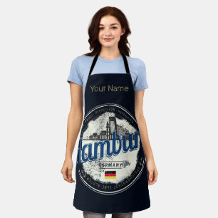 Delantal Hamburg Skyline Alemania Vintage Holiday Souvenir