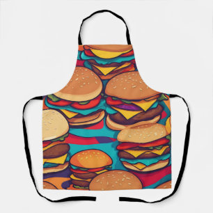 Delantal Hamburguesa abstracta colorida con abalorios vibra