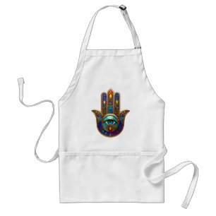 Delantal Hamsa Colorido de Oro Turquesa Zafiro Tercer Ojo