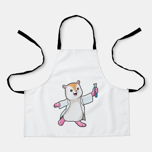 Delantal Hámster como científico con tubo de prueba (Anverso)