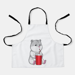 Delantal Hamster con paja Mug y Bebida