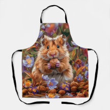 Hamster entre las flores azules