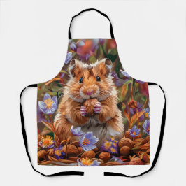 Delantal Hamster entre las flores azules