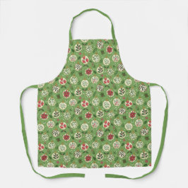Delantal Hand Drawn Christmas Ornament Pattern Apron