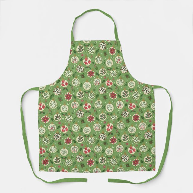 Delantal Hand Drawn Christmas Ornament Pattern Apron (Anverso)