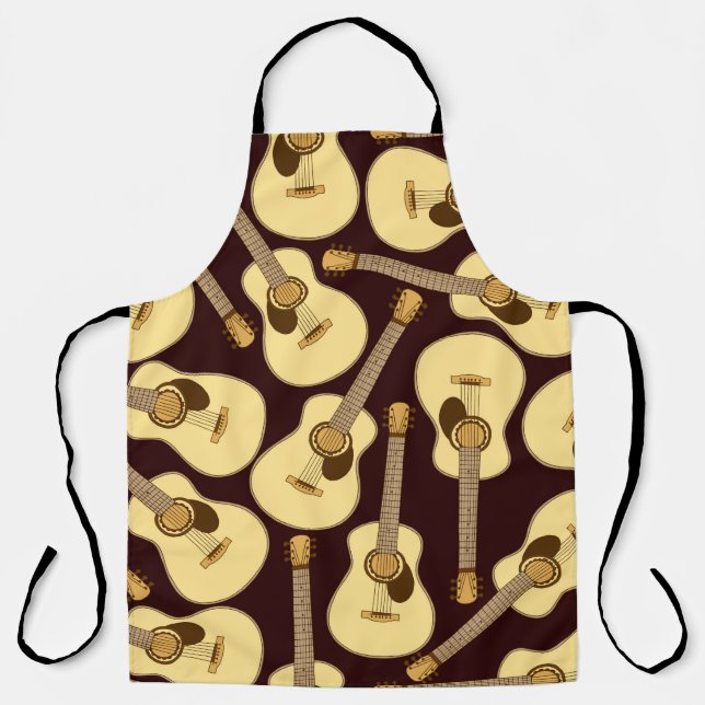 Delantal Hand drawn guitar seamless pattern (Anverso)