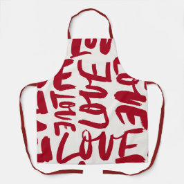 Delantal Hand-Drawn Love Pattern Playful Modern Romantic 