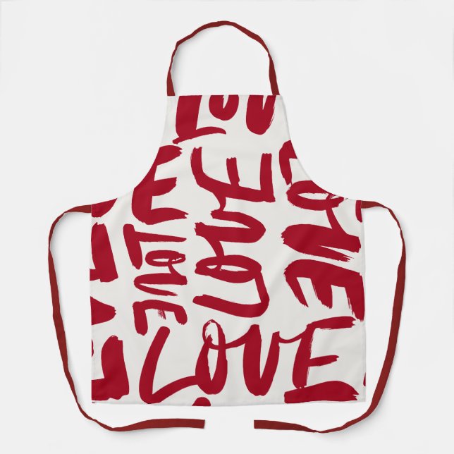 Delantal Hand-Drawn Love Pattern Playful Modern Romantic  (Anverso)