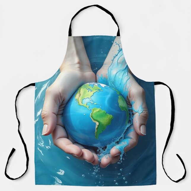 Delantal Hands Holding Earth Apron (Anverso)