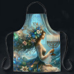 Delantal Hannukah Mujer hermosa con Menorah<br><div class="desc">Mujer hermosa para Hannukah con Menorah.</div>