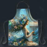 Delantal Hannukah Mujer hermosa con Menorah<br><div class="desc">Mujer hermosa para Hannukah con Menorah.</div>
