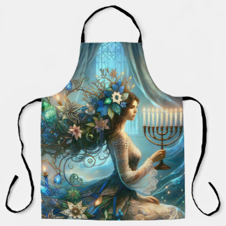 Delantal Hannukah Mujer hermosa con Menorah
