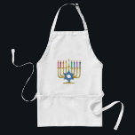 Delantal Hanukkah Candles Rainbow Gold Menorah<br><div class="desc">Está viendo la colección Lee Hiller Designs of Home and Office Decor, Apparel, Gifts and Collectibles. Los diseños incluyen la fotografía Lee Hiller y la colección de arte digital de medios mixtos. Puedes ver su fotografía de la naturaleza en http://HikeOurPlanet.com/ y seguir su blog de senderismo dentro del Parque Nacional...</div>