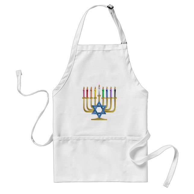 Delantal Hanukkah Candles Rainbow Gold Menorah (Frente)