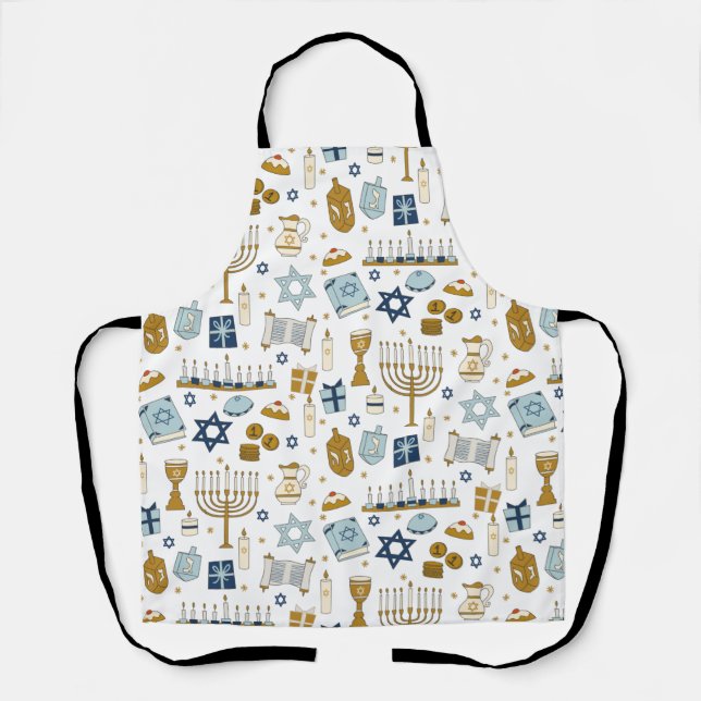 Delantal Hanukkah Doodles All-Over Print Apron (Anverso)