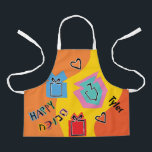 Delantal Hanukkah Happy Bright Art<br><div class="desc">Hanukkah Happy Bright Art Apron. Personalice borrando texto y agregando el suyo propio. Usa tu estilo de fuente, color y tamaño favoritos. Asegúrese de elegir el tamaño y el color de la correa. Todos los elementos de diseño se pueden transferir a otros productos Zazzle y editar. ¡Feliz Hanukkah! Gracias por...</div>