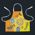 Delantal Hanukkah Happy Glitzy Art<br><div class="desc">Hanukkah Happy Glitzy Art Apron. Personalice borrando texto y agregando el suyo propio. Usa tu estilo de fuente, color y tamaño favoritos. Asegúrese de elegir el tamaño y el color de la correa. Todos los elementos de diseño se pueden transferir a otros productos Zazzle y editar. ¡Feliz Hanukkah! Gracias por...</div>