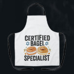 Delantal Hanukkah judío, especialista en Bagel certificado<br><div class="desc">hanukkah,  passover,  yiddish,  chanukah,  jewish,  menorah,  judía,  regalo,  cumpleaños,  bagel</div>