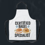 Delantal Hanukkah judío, especialista en Bagel certificado<br><div class="desc">hanukkah,  passover,  yiddish,  chanukah,  jewish,  menorah,  judía,  regalo,  cumpleaños,  bagel</div>