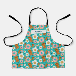 Delantal Happy Blue Eggs Bacon Donuts Pastel