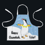 Delantal Happy Chanukah Penguin Apron<br><div class="desc">Feliz Aprón de Chanukah Penguin. Personalice borrando texto y agregando el suyo propio. Usa tu estilo de fuente, color y tamaño favoritos. Asegúrese de elegir el tamaño y el color de la correa. Todos los elementos de diseño se pueden transferir a otros productos Zazzle y editar. ¡Feliz Hanukkah! Gracias por...</div>