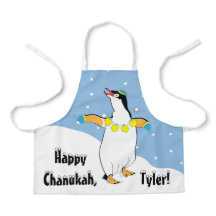 Happy Chanukah Penguin Apron
