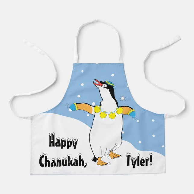Delantal Happy Chanukah Penguin Apron (Anverso)