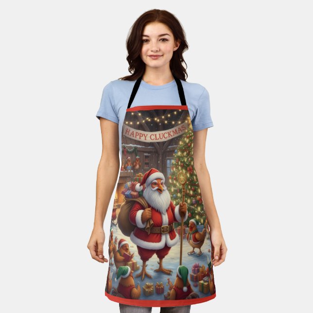 Delantal Happy Cluckmas, Christmas Chicken Apron (Gastado)