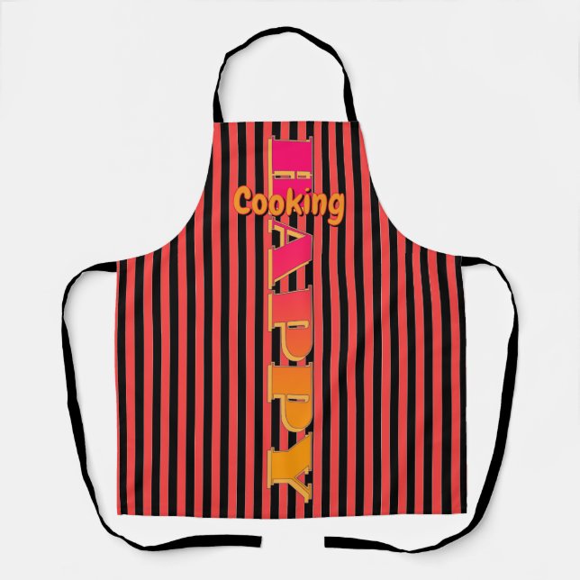 Delantal Happy Cooking Red Black Stripe (Anverso)