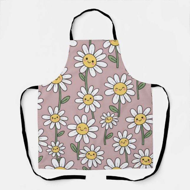 Delantal Happy Daisies Pattern - Cute Floral Design (Anverso)