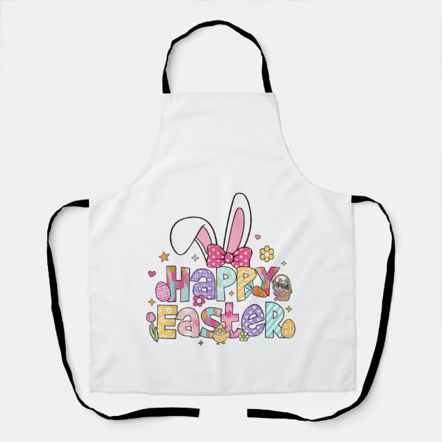 Delantal Happy Easter 2026 Cute Bunny Rabbit Easter Day Wom (Anverso)