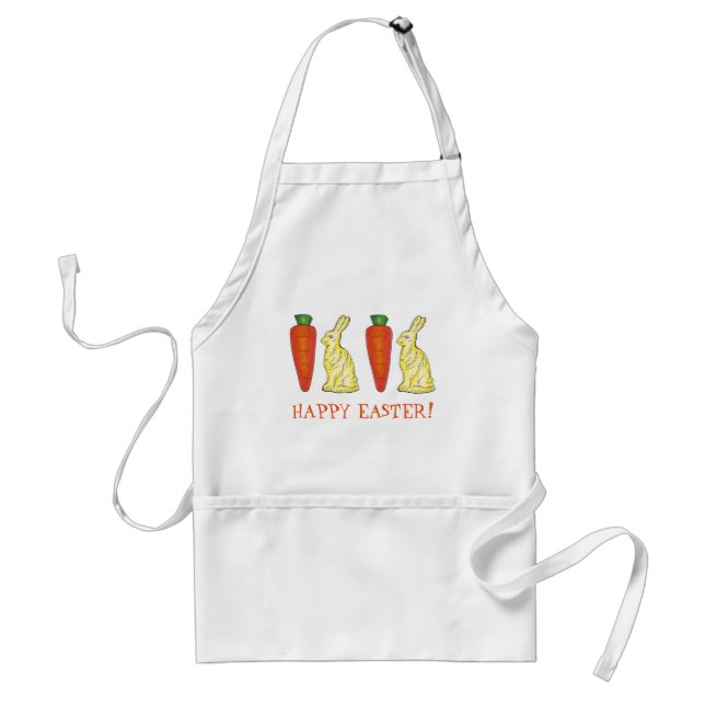 Delantal Happy Easter White Chocolate Bunny Rabbit Carrot (Frente)