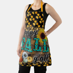 Delantal Happy Fall Pumpkin Flower Elegant