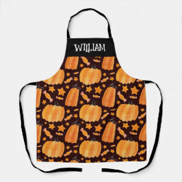Delantal Happy Pumpkins Black Kitchen Apron