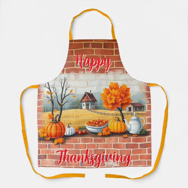 Delantal Happy Thanksgiving Modern Beautiful Fall (Anverso)