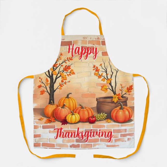 Delantal Happy Thanksgiving Trendy Beautiful Fall (Anverso)