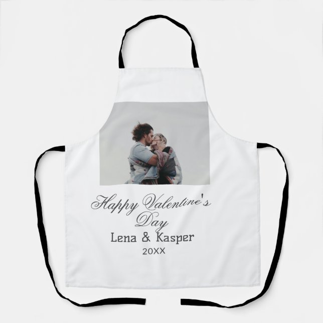 Delantal Happy Valentine's day couple photo modern simple t (Anverso)