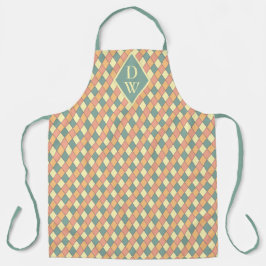 Delantal Harlequina diagonal de vintage en pasteles Monogra