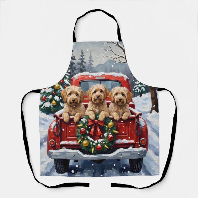 Delantal Havanese Christmas Red Truck Holiday (Anverso)