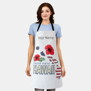 Delantal Hawaii Mapa del Estado Retro de Estados Unidos USA
