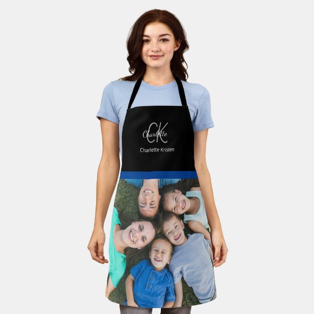 Delantal Hazlo tú mismo un nombre de monograma fotográfico  (Gastado)