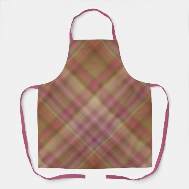 Delantal Hazy Garden Pink and Green Plaid (Anverso)