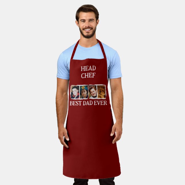 Delantal Head Chef Best Dad Ever 4 photo white burgundy (Gastado)