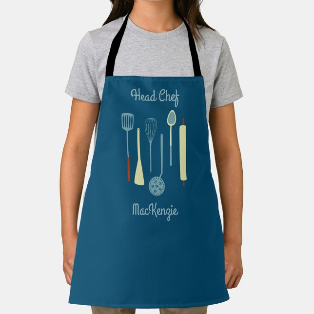 Delantal Head Chef Personalized Apron (Fun personalized name Head Chef cooking apron)