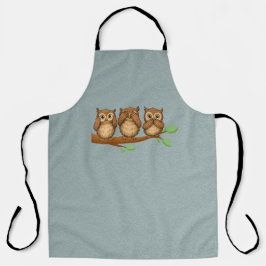 Delantal Hear, See, and Speak No Evil Owls
